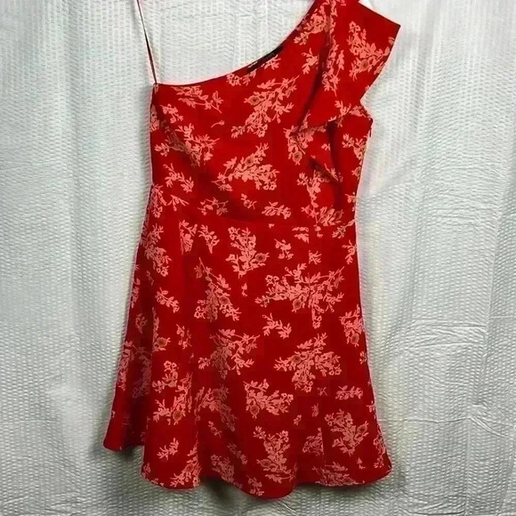 19 Cooper Women’s Dress Cold Shoulder Flare  Floral Print Ruffle Cap Sleeve S - Picture 1 of 9